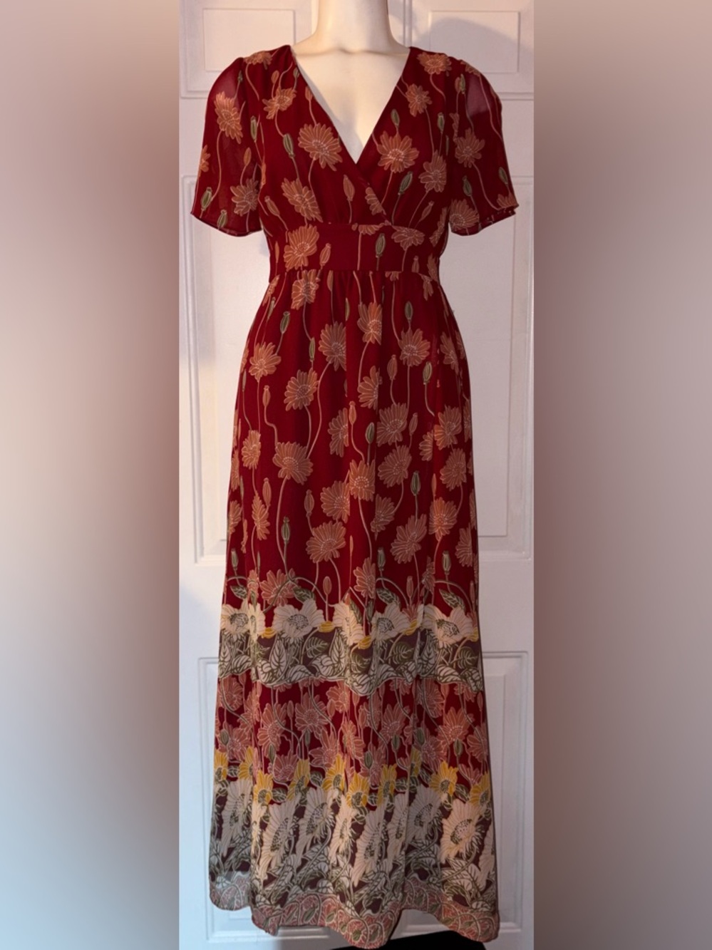 Madewell Tulip Sleeve Maxi Dress Tall Sunflowers size 2